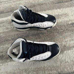 Air Jordan’s navy blue and white.